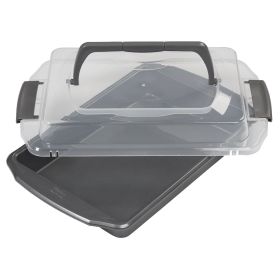 Premium Steel Non-Stick Oblong Cake Pan with Lid 13 x 9-inch Rectangular Baking Pan, Packaging May Vary Premium Steel Non-Stick Oblong Cake Pan with Lid 13 x 9-inch Rectangular Baking Pan, Packaging May Vary